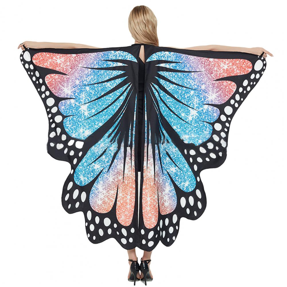 Fairy Butterflies Wing Starry Sky Print Capes Women Lace Up Cosplay Halloween Casos de trajes de festas Party Butterflies Shawl Ponchos