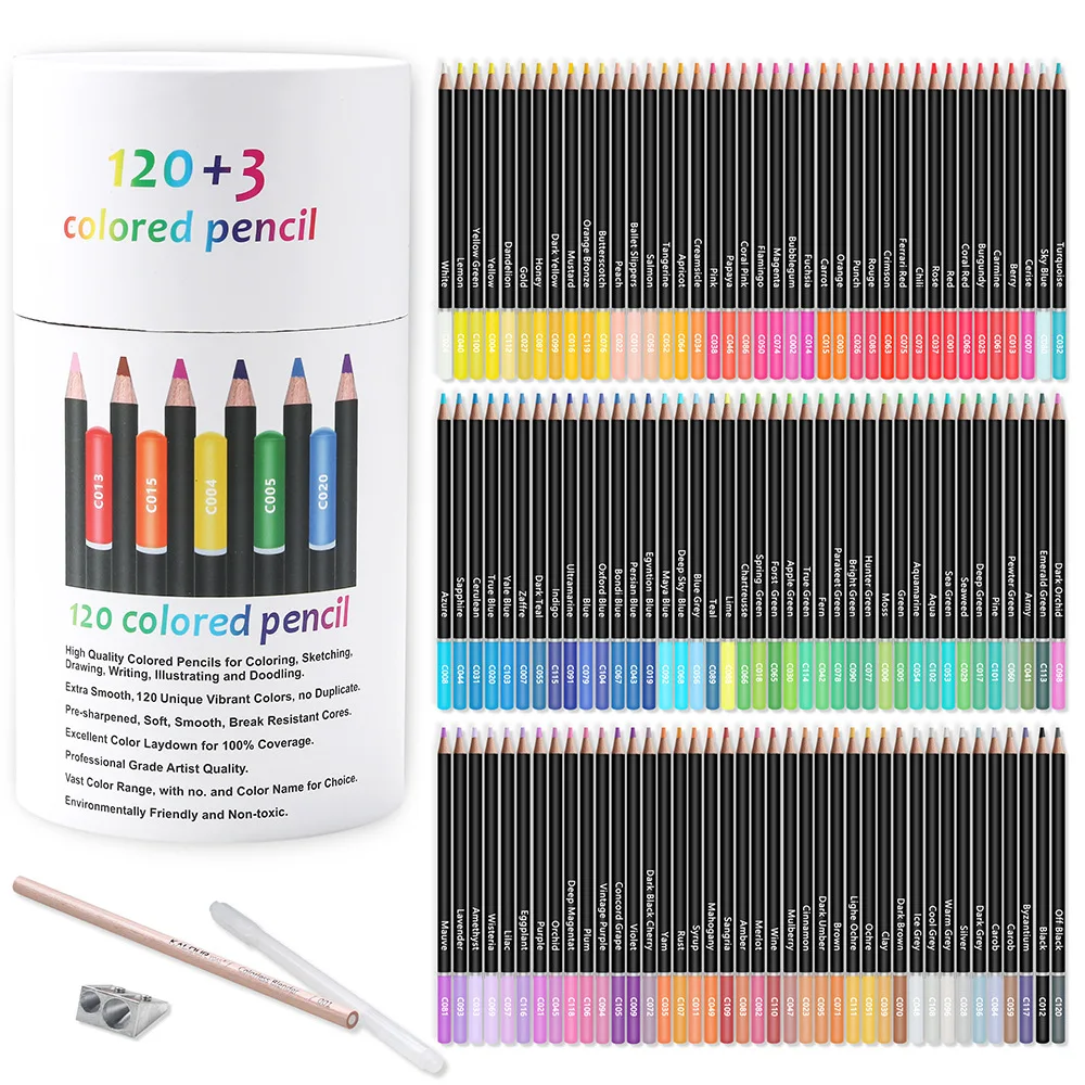 Pennor Nya 120 färg Professional Color Pencil Set Fey Color Tin Box Color Drawing Pencil Lapices de Colores School Artist Supplies