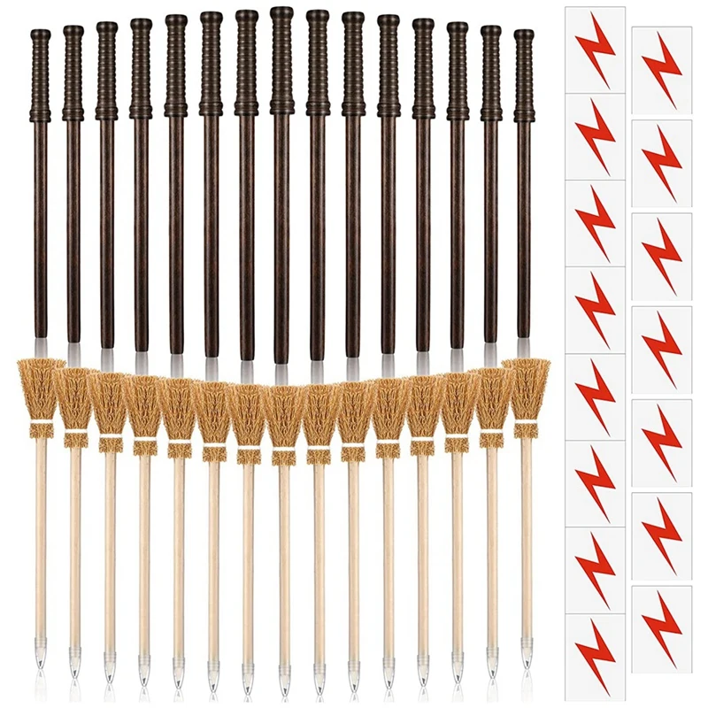 Pencils Wand Pencils Wizard Party Supplies Include 15 Wooden Wand Pencils 15 Witch Broom Pencils 15 Flash Bolt Tattoos