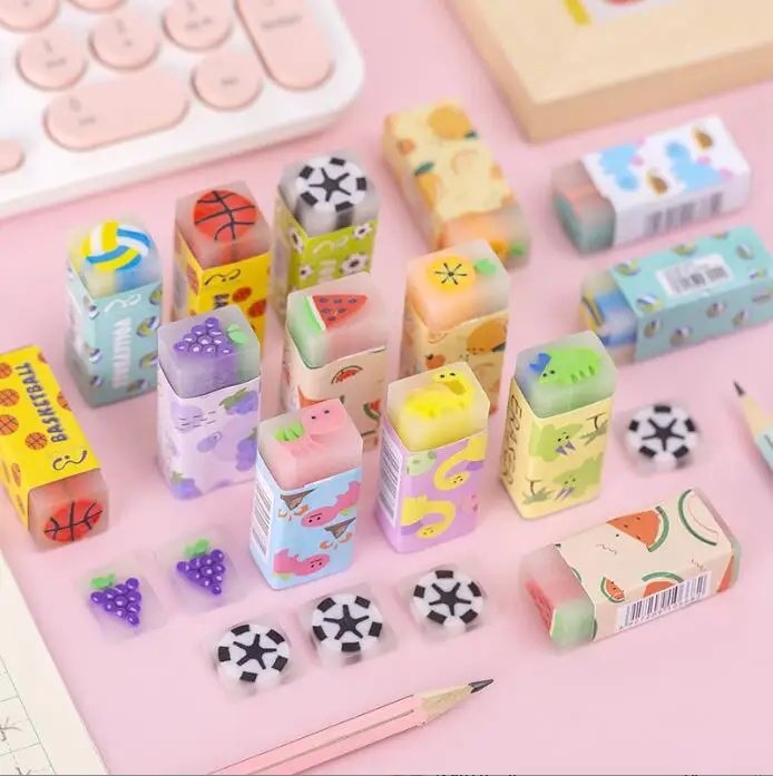 Erasers / Kawaii Fruit Eraser Mignon Dinosaure Écriture Drawing Rubber crayon Eraser Stationerrie