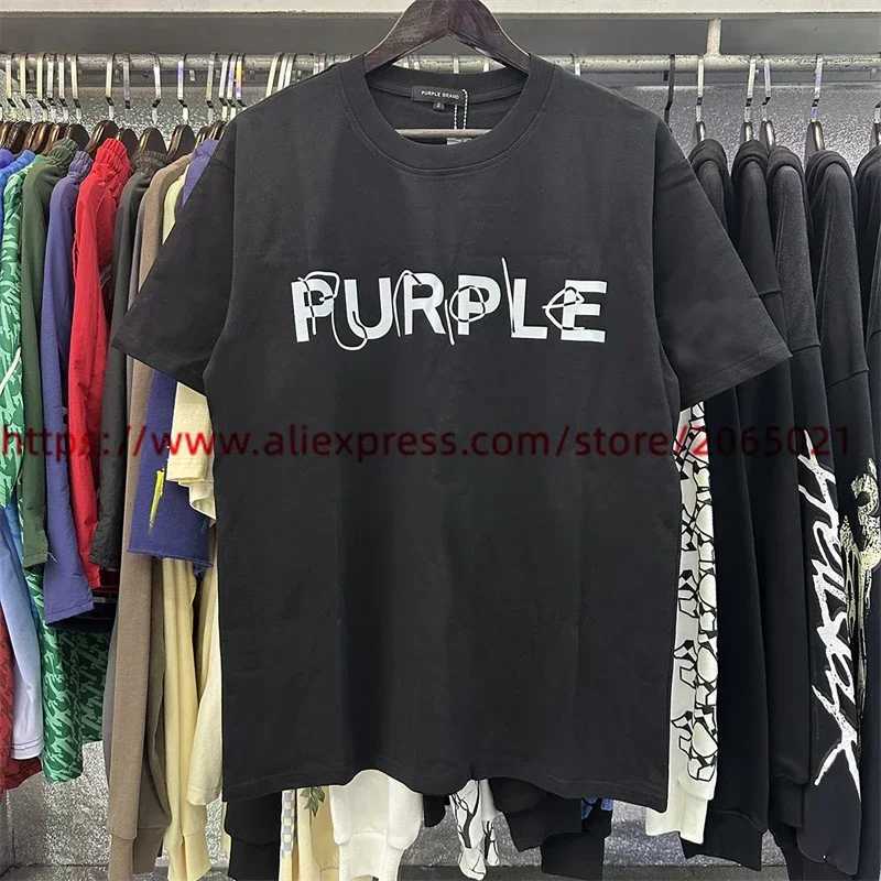 T-shirts voor heren Purple T-shirt voor mannen Dames Melk Spot Printing Top Korte mouw J240402