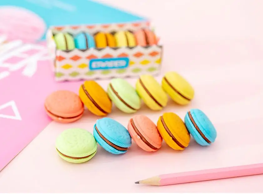 Erasers 10 Conjunto/LOTTY ROVA MACARON ERASER ARRACIONADO CARENTE ESCRITA DE DESENHO DE DESENHO DE RORATE LAVACO DE BORRACIONAIS DE ESCOLA DE ESCOLAS DE ESCOLAS DE ESCOLAS