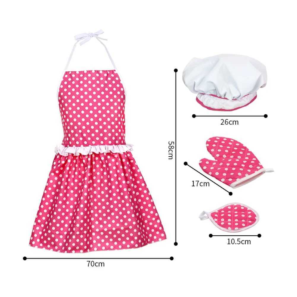 Kitchens Play Food Girl Kids Cooking Apron Baking Set Chef Hat Mitt Utensil for Toddler Dress Up Chef Costume Role Play House Toy 2443