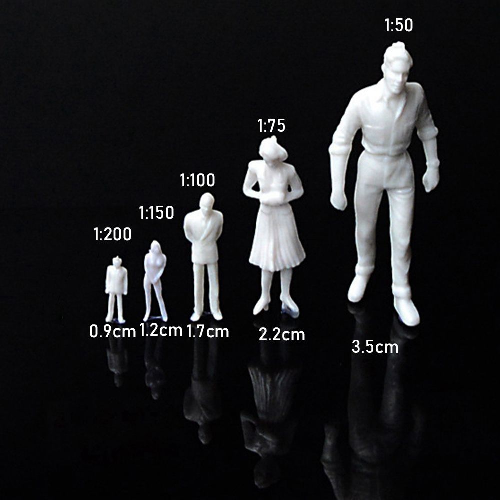 10/1: 50/75/100/150/200 Figuras de personas de escala Modelo de plástico White Building Passengers Carácter de tren en miniatura