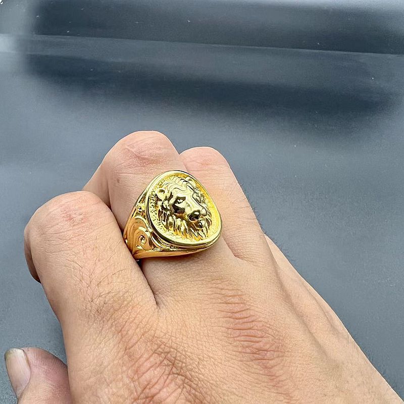 Hip Hop Casting Animal Ring High Polished Stainless Steel Gold Plated Jewelry