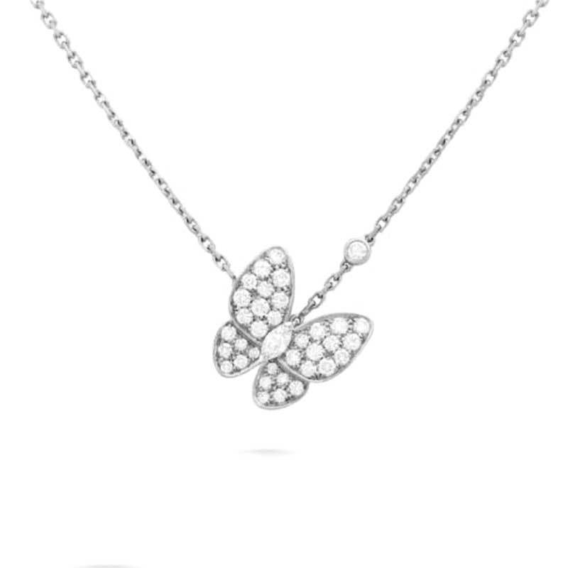 Luxury necklace Jewelry for women butterfly necklace designer womens 18K gold necklace Red diamonds Red Bule White Shell stainless steel platinum Party gifts