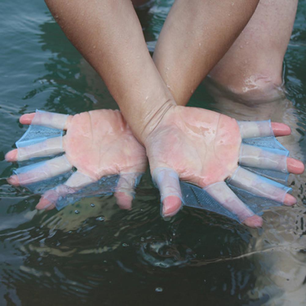 Simning Finger Webbed Gloves Silicone Flippers Fins Paddel grodhand Tillbehör Simning Handfenor Vattenssportverktygstillbehör