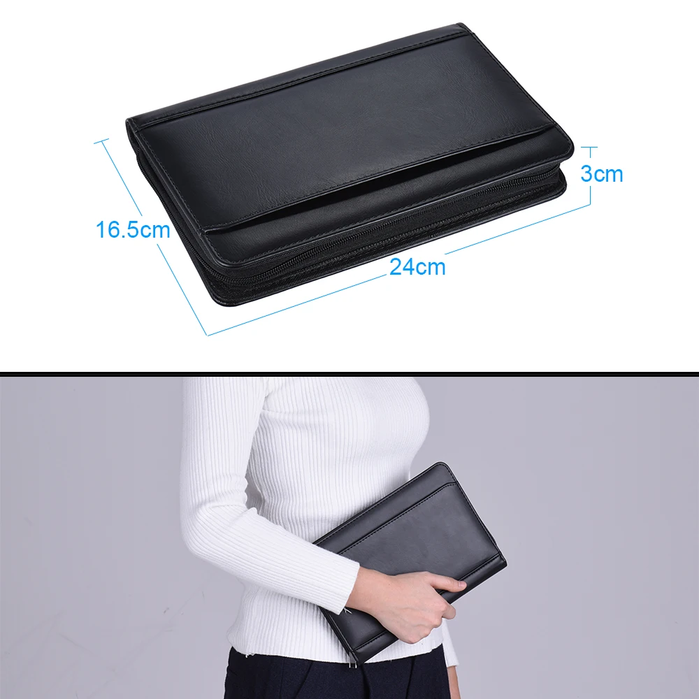 Padfolio Portable Business Portfolio Padfolio Folder Document Case Organizer A5 PU Leather with Business Card Holder