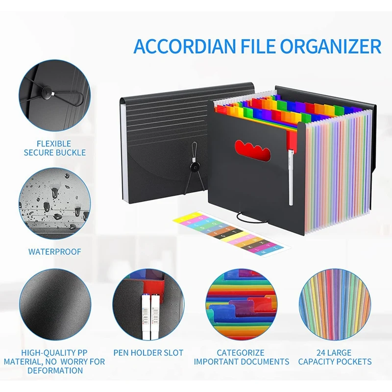 Supplies accordable Datei Organizer erweiterbarer Dateiordner Portable Akkordeder Ordner Buchstabengröße für Papierdokumente A4 Buchstabengröße