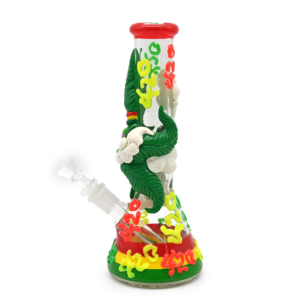 Bongo de vidro, brilho em tubo de água de vidro de vidro escuro, borossilicato, cachimbo de vidro, pintura à mão, argila de polímero item de fumante de vidro fofo, decorações de casa, narguilé de vidro, hippiesglass