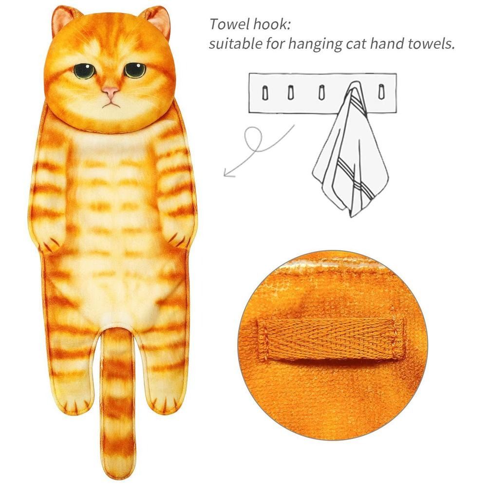 Cute Cat Hand Towel Funny Hanging Washcloths Cat Face Towels Bathroom Kitchen Housewarming Towel Home Accessories