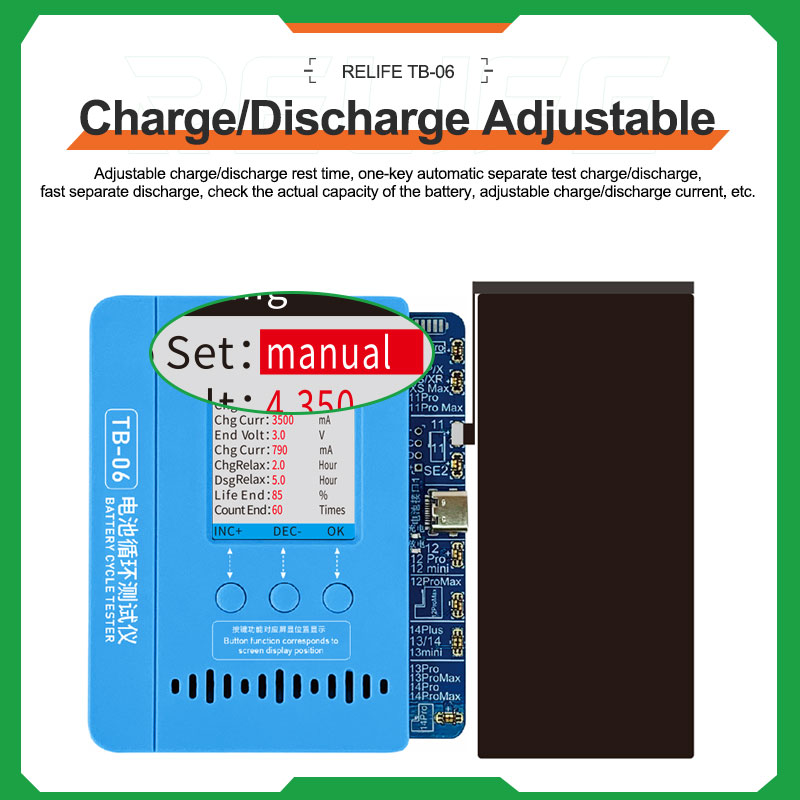 Relife TB06/TB05 Batterijkabel Reparatie-instrument Setup-vrij en opstartvrije aanpassen aan verschillende modellen voor iPhone IP8G-14.00 uur