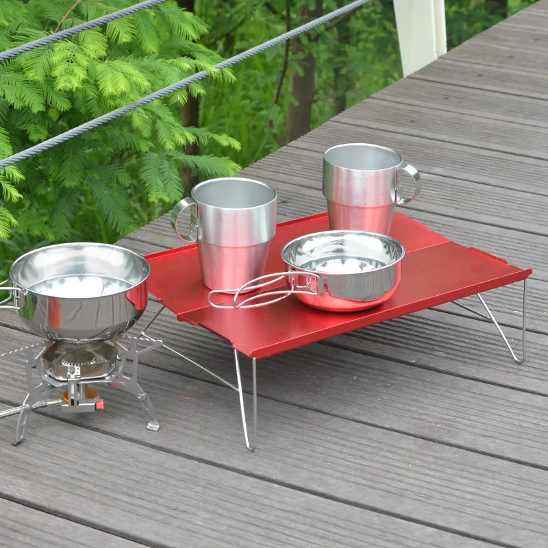 Mobilier Nouvelle table de barbecue de camping Outdoor Picnic Bureau Light Topped Topped Table en aluminium Mini table avec sac de transport avec sac de transport