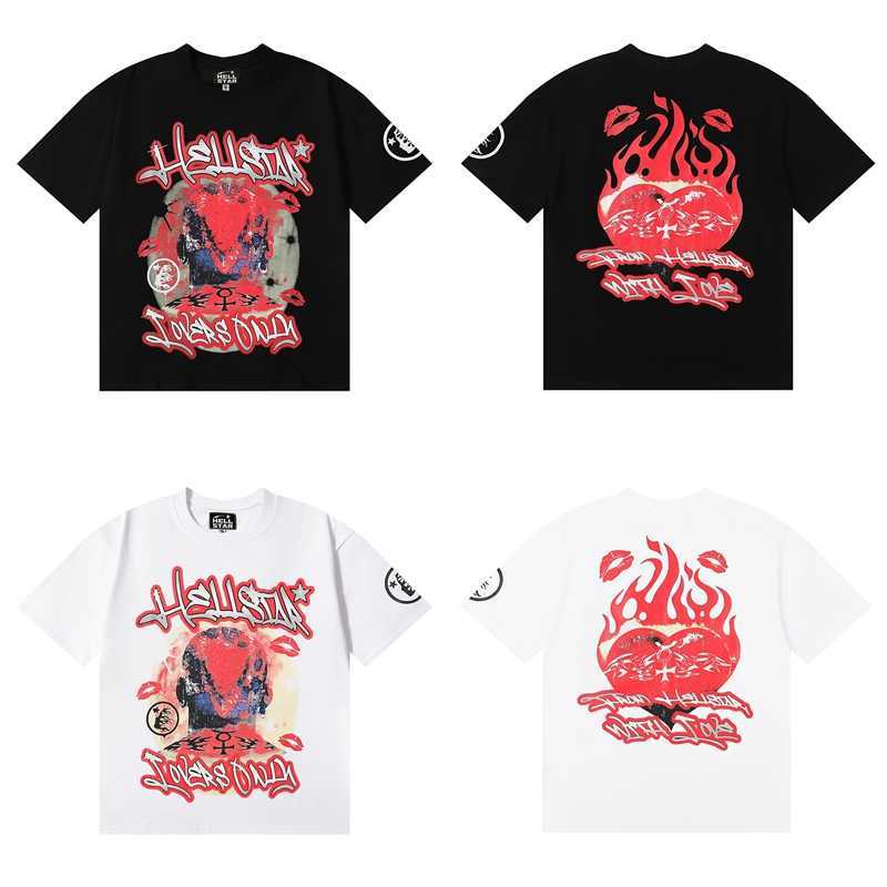 Hellstar Hell Star European and American Trendy Brand Retro Hip-Hop T-shirt à manches courtes en coton décontracté pour hommes et femmes en été