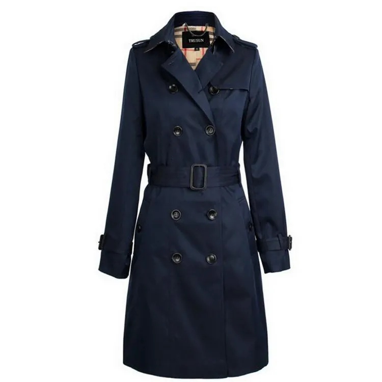 Casaco de grinch de casaco de trincheira feminina original cáqui preto preto duplo seio esbelto de comprimento médio top tampo feminino cinto de tamanho grande roupa de tamanho