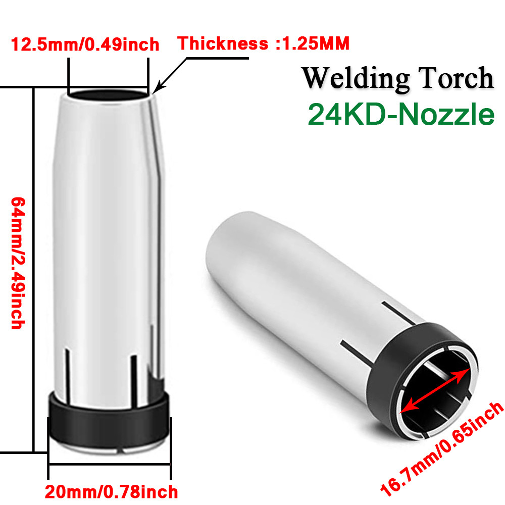 9st 24 kD Svetsningsfackla Tips Svelare Gun förbrukningsvaror Gas munstyckstips Holder Tips Gas Diffusor för EU Style Mig Torch