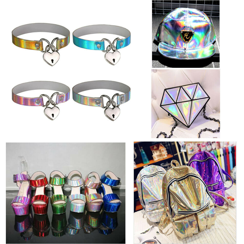 Hologramm Schillerner Regenbogen Spiegelte Kunst PU Synthetische Laserleder -Stoff -Stofftuch DIY BOWEN HANDMADE ORRING