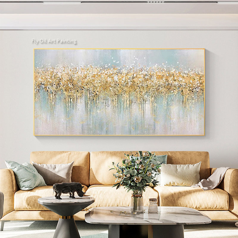 Grande textura Flores da árvore dourada pintura a óleo Arte Arte Mural Moderno abstrato Tela Pintura de vestuário Home Home Modern Wall Art Room Decor