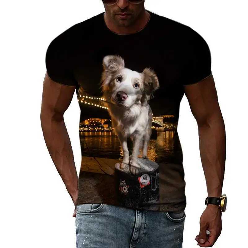 Męskie koszulki Summer Fashion Animal Dog Graphic T Shirts for Men Casual 3D Print TEE HIP HOP HARAJUKU OBSŁODNIE OBSŁUGI DOCISKIE