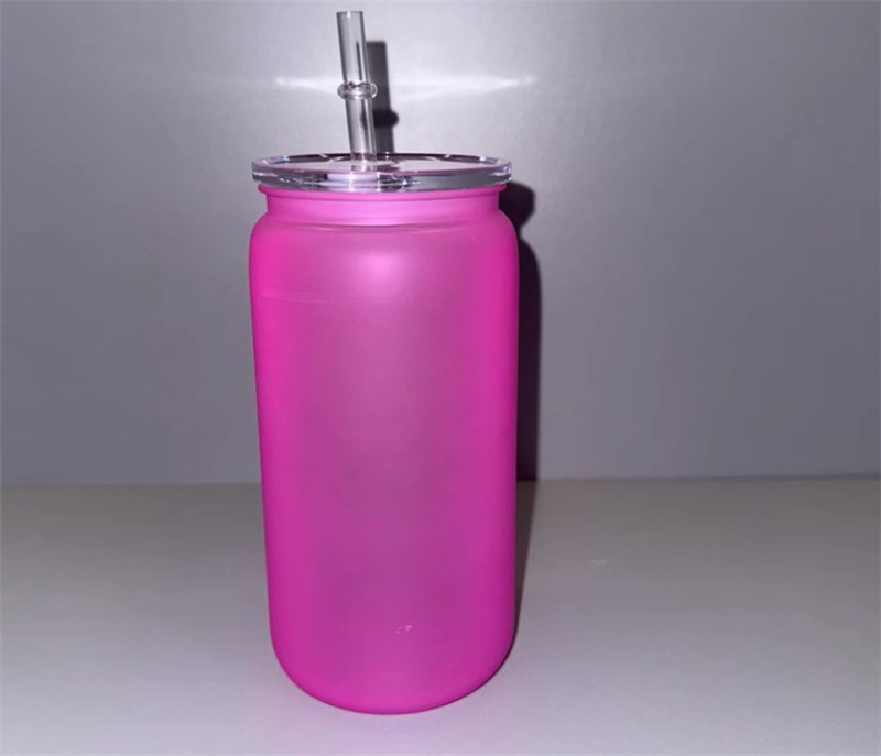 16oz libbey plasttumare akrylplast kan med halm för vinyl UV DTF -klistermärke Summer Brignt Drinkware Mason Jar Drinking Cup FedEx/UPS Frakt