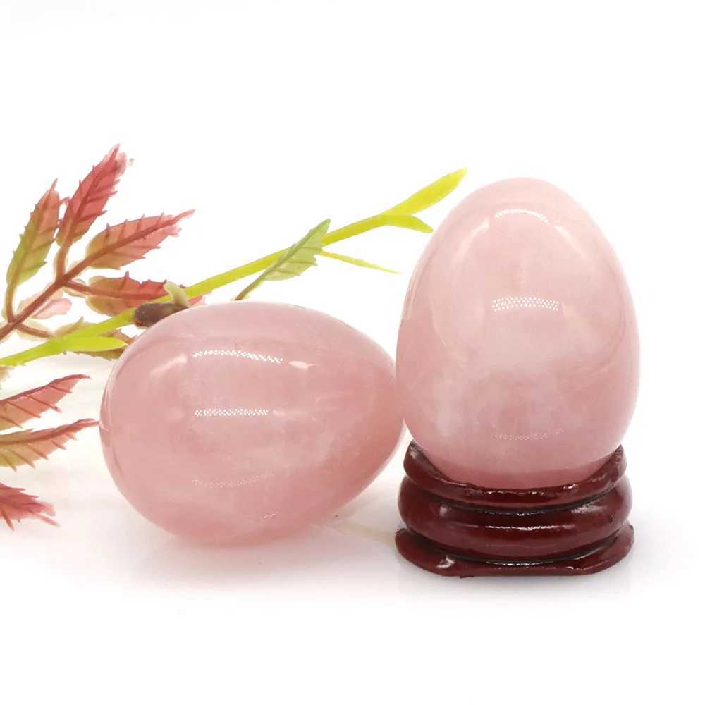Massage Stones Rocks 30x40mm Natural Gemstone Rose Quartz Ei -vormige Reiki Healing Stone Crystal Massage Minerale Spirituele Decoratie met Stand 240403