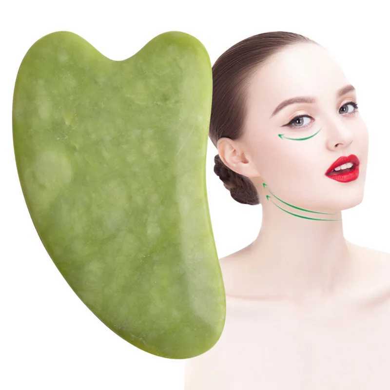 Massage Stones Rocks Natural Jade Stone Roller Massager For Face Body Gua Sha Massage Roller Facial Massager Beauty Health Skin Lifting Tool 240403