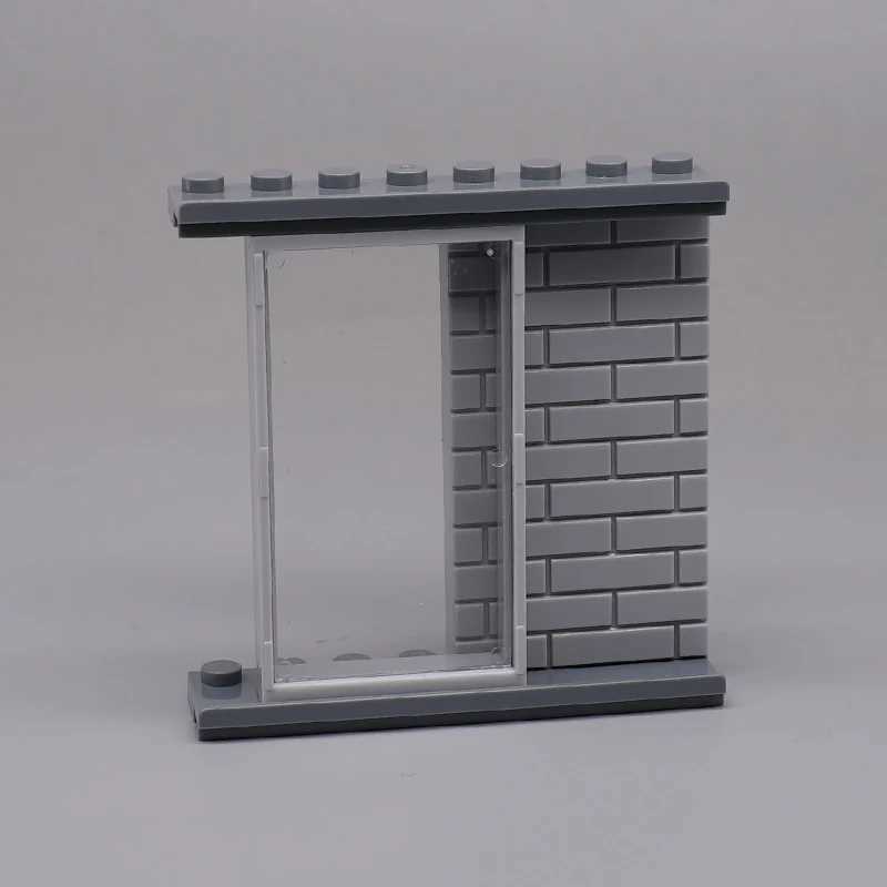 Kitchens Play Food Sliding Door Window Set With Rail Transparent Glass Building Blocks Brick MOC Parts DIY Toys For Creative House Store Villa 2443