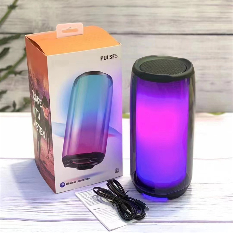 PULSE 5 Bluetooth Speaker Portable RGB Atmosphere Lamp Audio Boombox Outdoor Waterproof Subwoofer With Family K Song Mic Support TF FM AUX Radio Loudspeaker