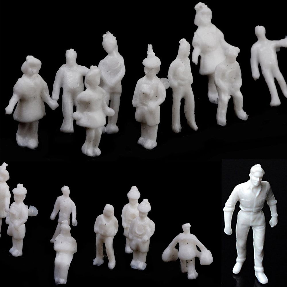 10/1: 50/75/100/150/200 Figuras de personas de escala Modelo de plástico White Building Passengers Carácter de tren en miniatura