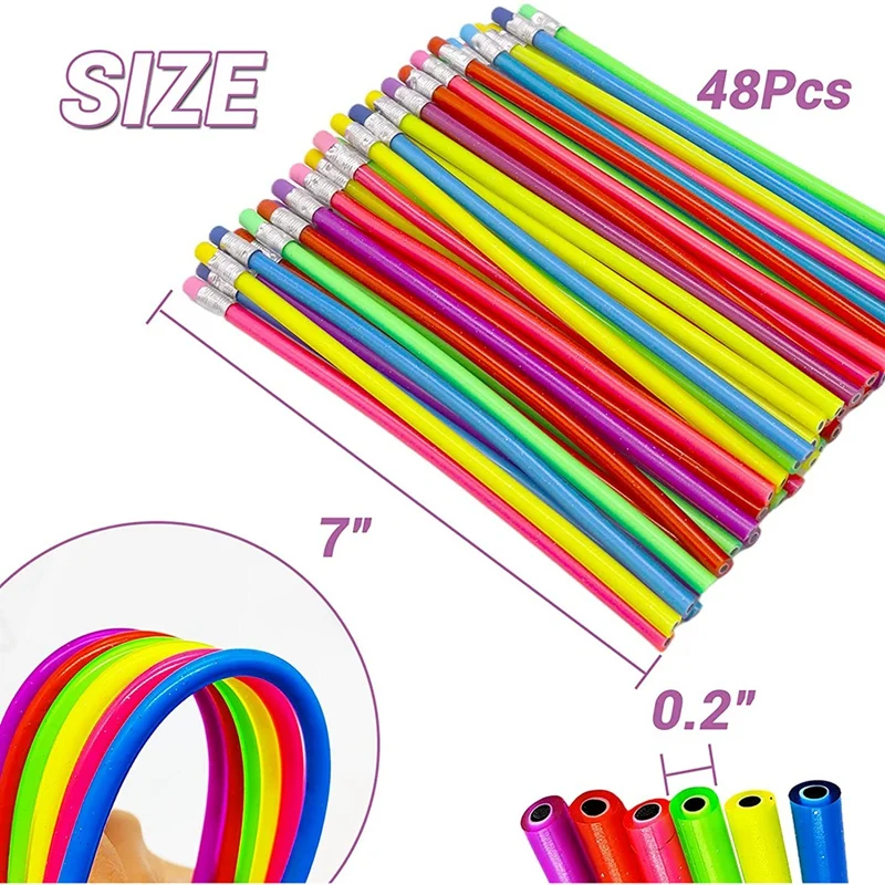Pencils 7 Inch Flexible Soft Pencil Soft Cool Fun Pencil with Erasers Soft Pencil for Children or Students