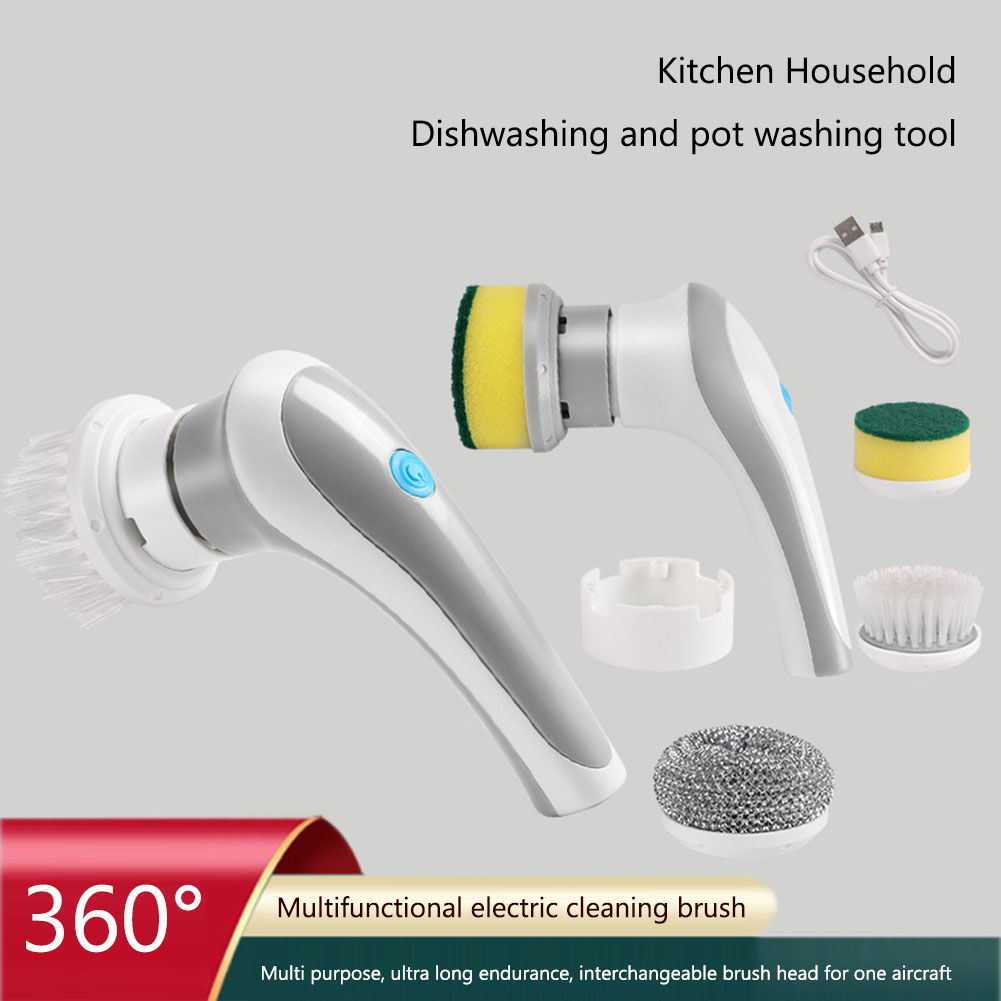 Pulizia elettrica spazzola per lavaggio bagno lavatrice multifunzionale strumento di pulizia della cucina USB ricaricabile per il detergente per la cucina del bagno