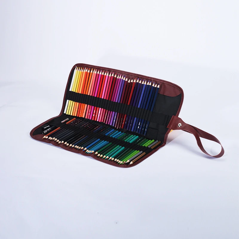 Crayons de couleur d'huile professionnelle crayon en bois doux aquarelle crayon sketch sketch art fournitures 48/72 couleurs avec sac de rangement