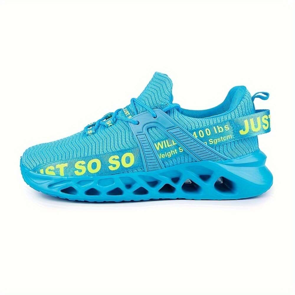 Unisex Trendy Woven Knit Breathable Blade Type Sneakers, Comfy Non Slip Lace Up Soft Sole Shoes for Men`s & Women`s Outdoor Activities