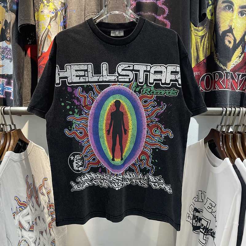 American Street Hell Star Heavyweight Summer T-shirt Casual losse retro ronde nek veelzijdige paarden met korte mouwen