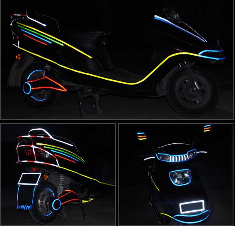 1cm*8m Bike Stickers Frame Reflective StickersTape Fluorescent Bicycle Strips Cycling Tape for Helmet Motorcycle Scooter