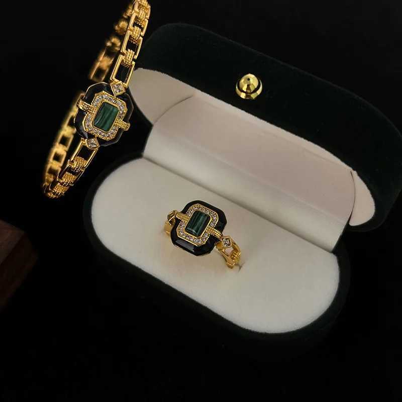 Band Rings New Jewelry Fashion Original Design Malachite Black Agate Ring French Women