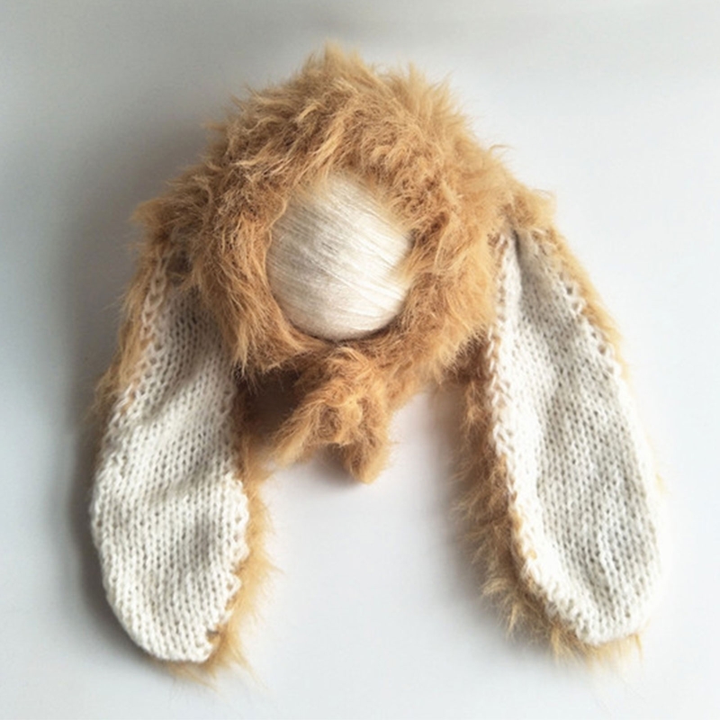Bunny Ears Costume Hat Photographie Props Baby Shooting Beanie mignon chapeau cutanée pour la tête pour les nouveau-nés 0-12m +