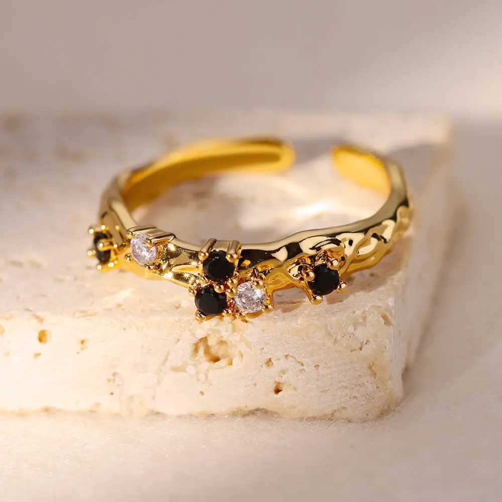 Wedding Rings Gold Color Stainless Steel Ring for Women Colorful Cubic Zircon Heart Opening Adjustable Ring Fashion Jewelry Wedding Gift