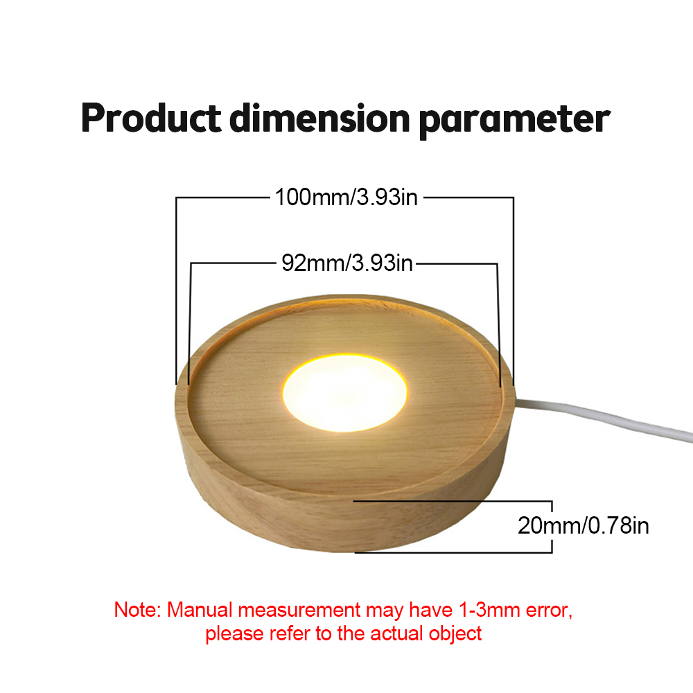 Base de lumière en bois Rechargeable LED LED LED Affichage rotatif Affichage du support de la lampe de la lampe Ornement de base pour la décoration pour la maison