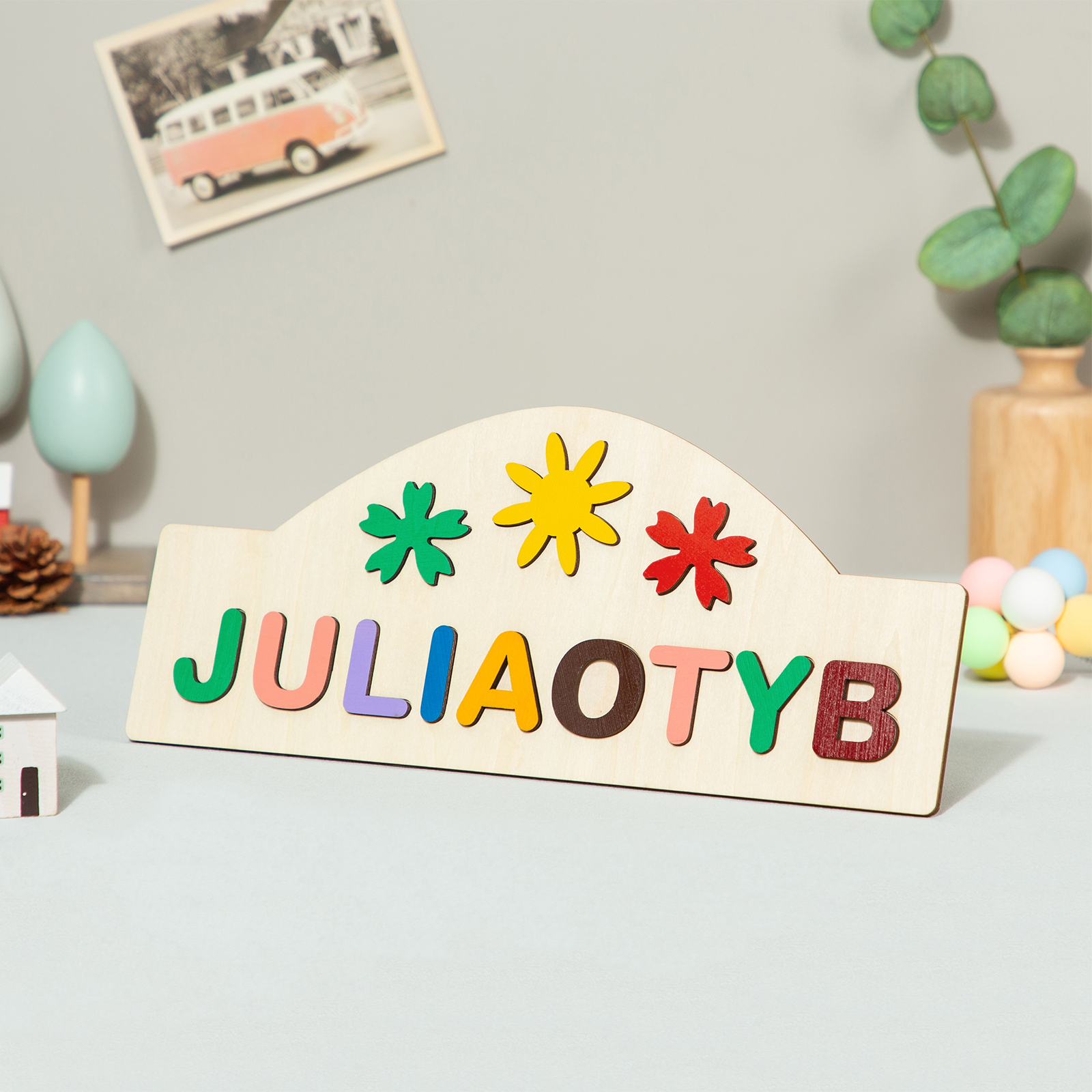 Nombre de madera personalizado con dinosaurios Regalo personalizado para niños para niños Toyes de aprendizaje Hechos a mano para niños pequeños