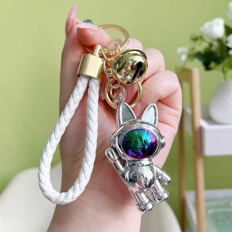 Creative Astronaut Waving Rabbit Keychain, Super Cool and Colorful Space Picture Pendant, Utsökt och söt liten gåva grossist