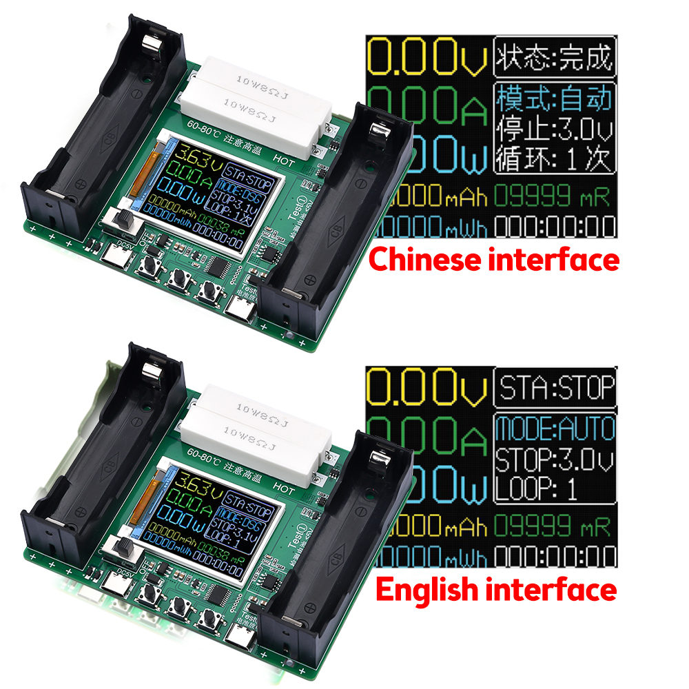 18650 Batterikapacitet LCD-testare Modul MAH MWH Type-C Port Digital Display Litiumbatterier Mätning av kraftdetektor Testare