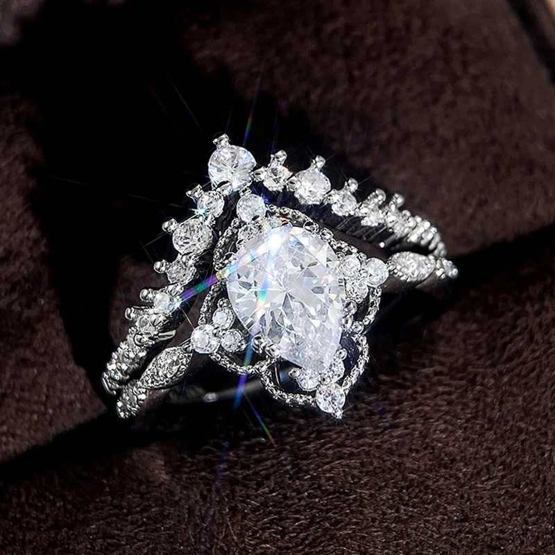 bagues de mariage huitan 2023 Nouveaux anneaux de mariage conçus pour les femmes luxe cubique zircone fiançonner la fête de fiançailles