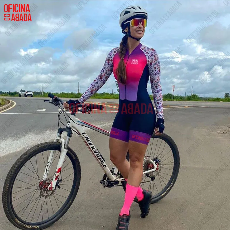 Kleding Oda Triathlon Dames met lange mouwen fietspak Set fietser MTB Outdoor sportshirt sexy bodysuit buitenkleding