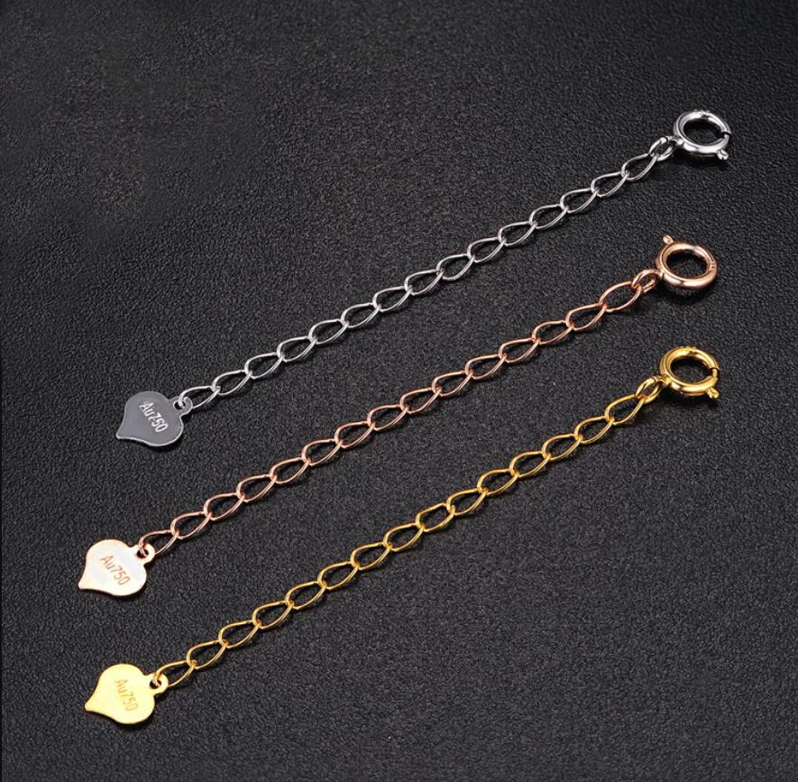 Bracelets Sinya Jewelry DIY 찾기 AU750 골드 확장 체인 3.5cm 길이의 목걸이 팔찌 Extender와 태그 뜨거운 판매