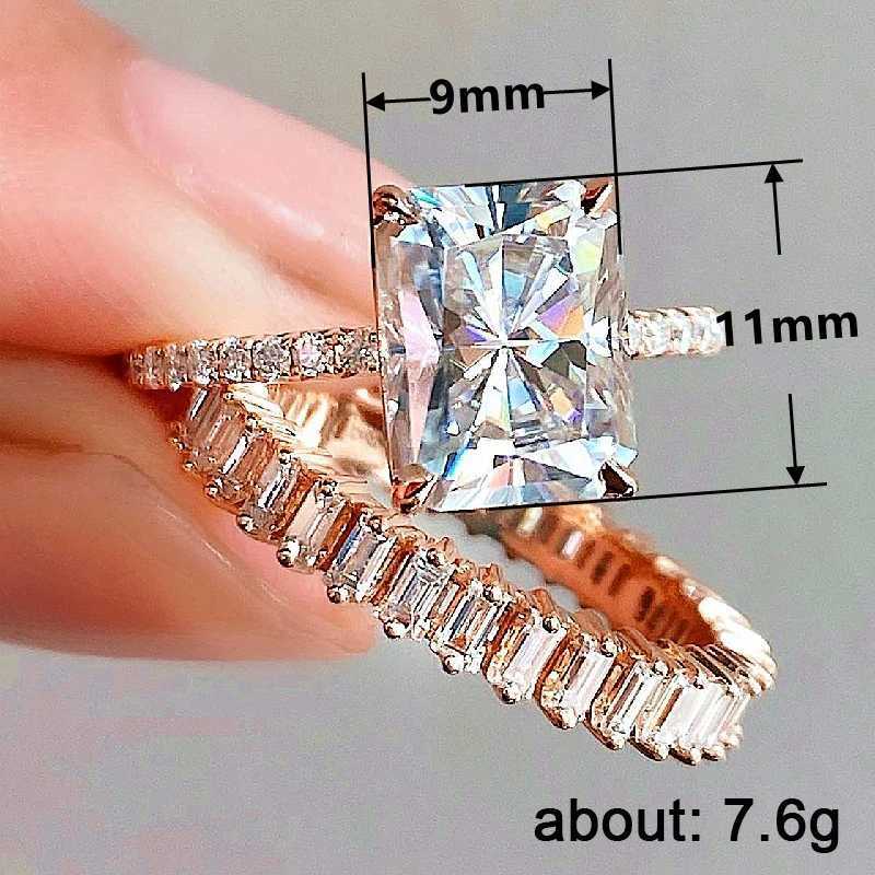 Wedding Rings Huitan Newly Designed Rose Gold Color Set Rings for Women Luxury Trendy Wedding Party Accessories Temperament Female Jewelry