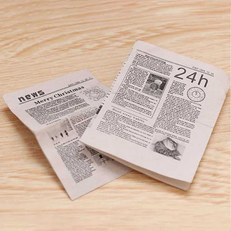 Kitchens Play Food 1/12 Dollhouse Miniature Retro Newspaper Set Simulation Model For Doll House Decor Accessories Kids Pretend Play Toys Gift 2443