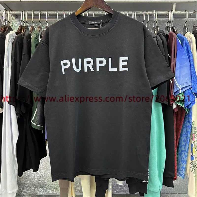 T-shirts voor heren Purple T-shirt voor mannen Dames Melk Spot Printing Top Korte mouw J240402