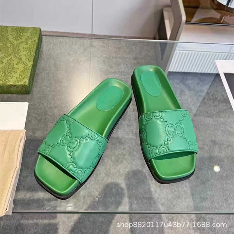 24% korting op designer schoenen Home Square Head voor buitenkleding met geborduurde letters platte bodem grote paar slippers goederen