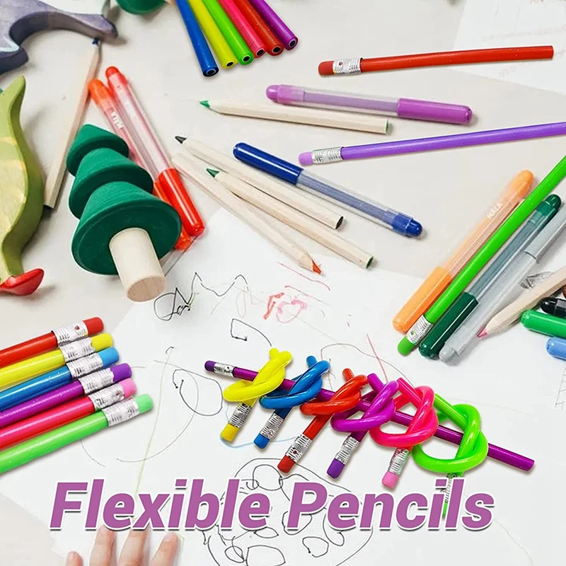 Bleistifte 48 Stcs 7 Zoll Flexibler Weichstifte Weiche Kühle Fun Stift mit Radiergummis Weichstift für Kinder oder Studenten